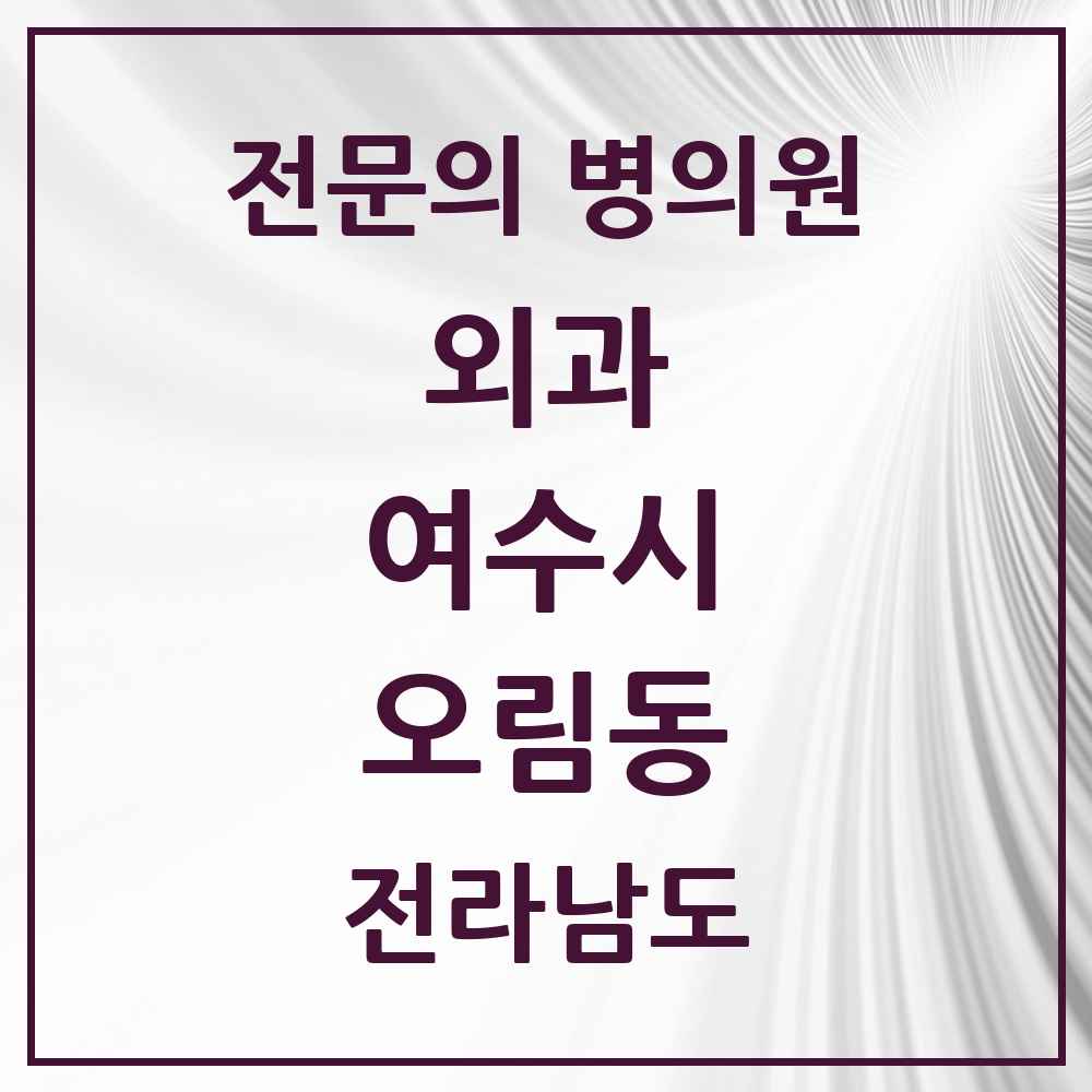 2025 전라남도 여수시 오림동 외과 전문의 의원·병원 목록 1곳
