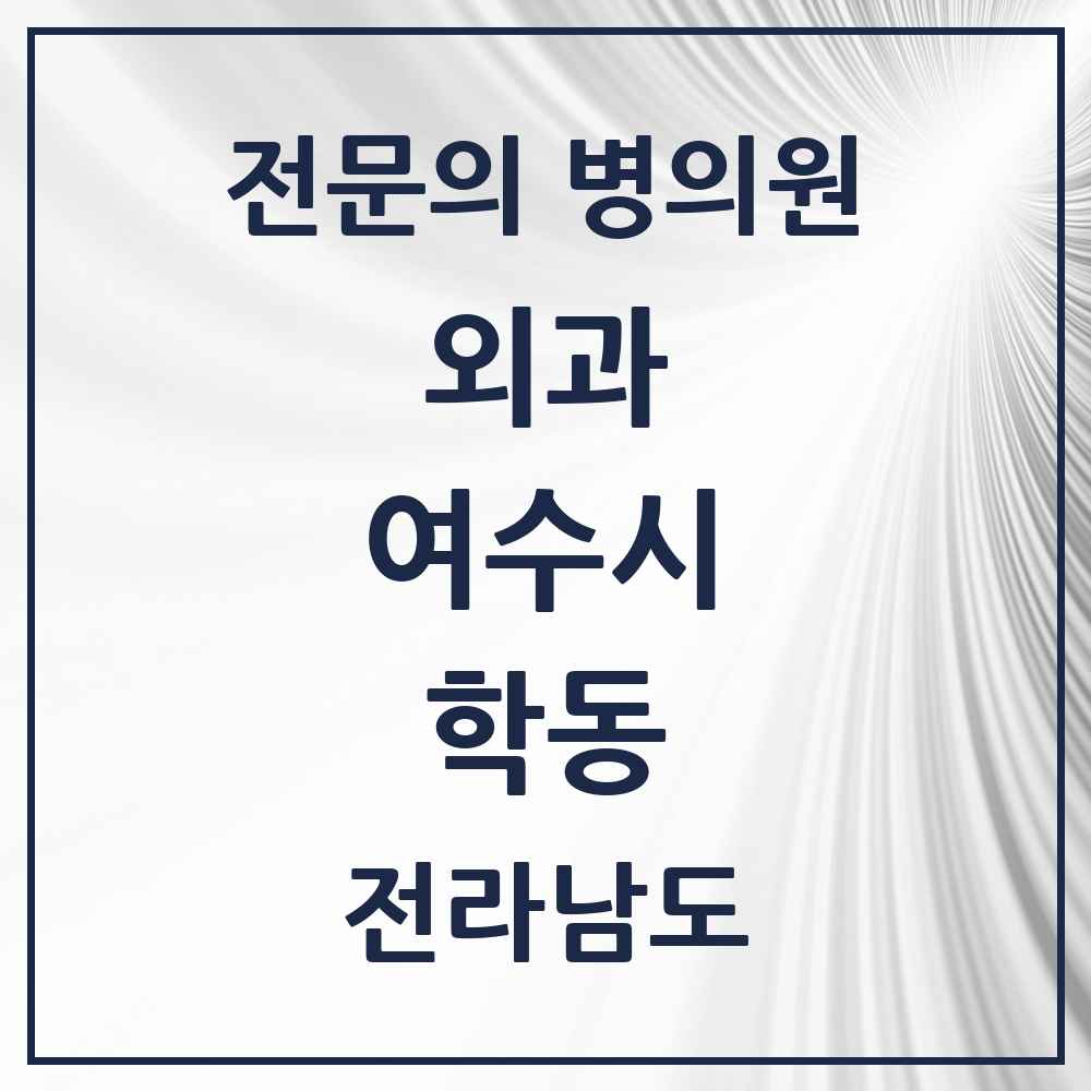 2025 전라남도 여수시 학동 외과 전문의 의원·병원 목록 1곳