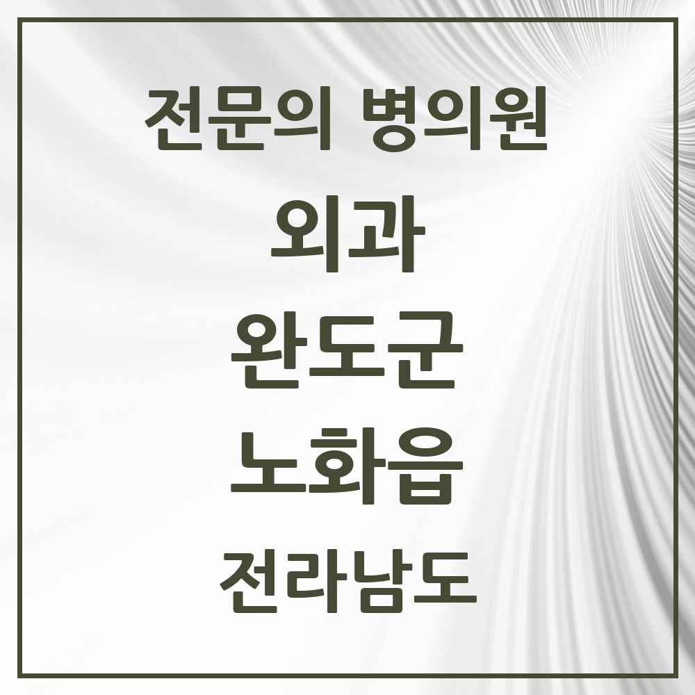 2025 전라남도 완도군 노화읍 외과 전문의 의원·병원 목록 1곳