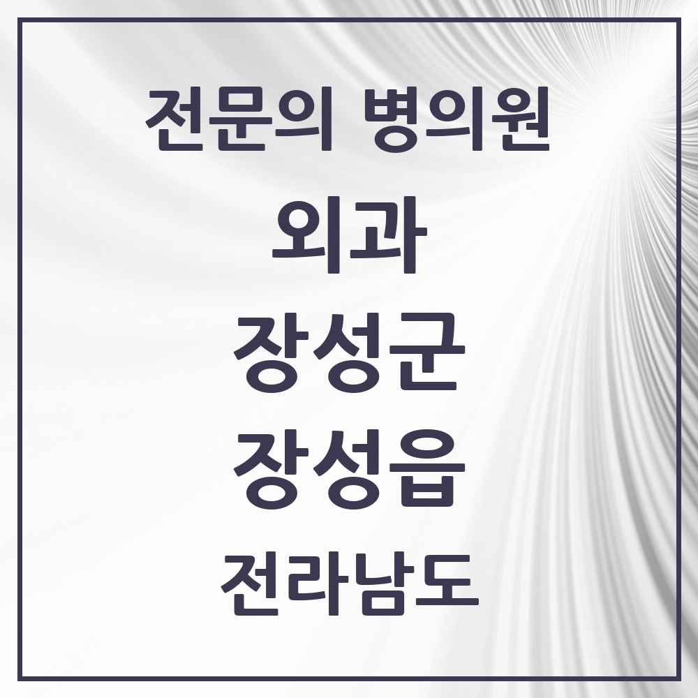2025 전라남도 장성군 장성읍 외과 전문의 의원·병원 목록 1곳