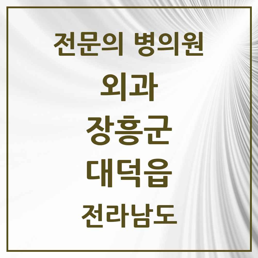 2025 전라남도 장흥군 대덕읍 외과 전문의 의원·병원 목록 1곳