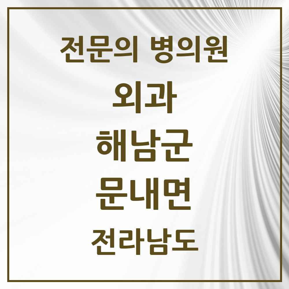 2025 전라남도 해남군 문내면 외과 전문의 의원·병원 목록 1곳