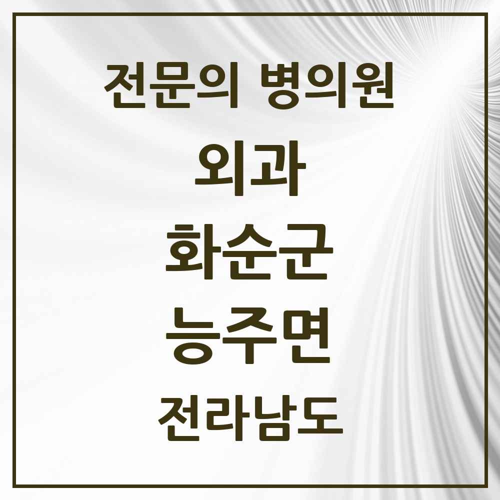 2025 전라남도 화순군 능주면 외과 전문의 의원·병원 목록 1곳