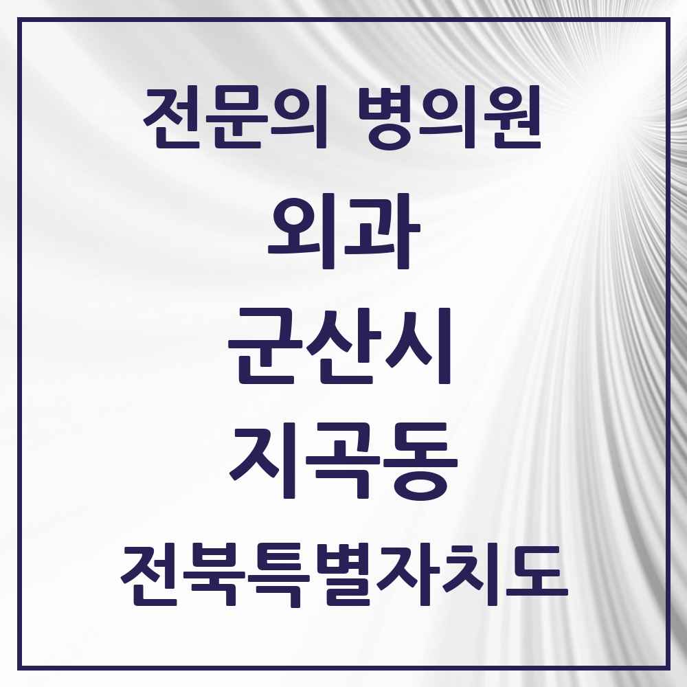 2025 전북특별자치도 군산시 지곡동 외과 전문의 의원·병원 목록 1곳