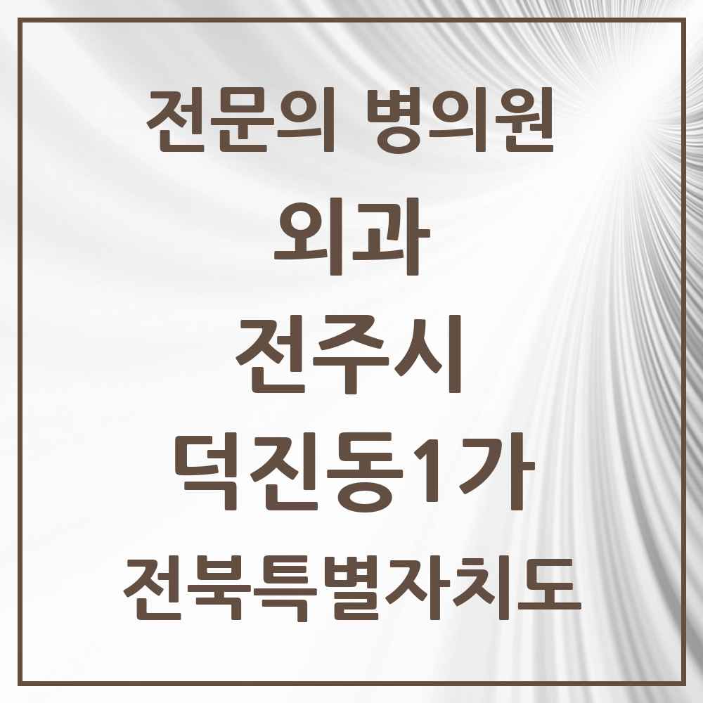 2025 전북특별자치도 전주시 덕진동1가 외과 전문의 의원·병원 목록 3곳
