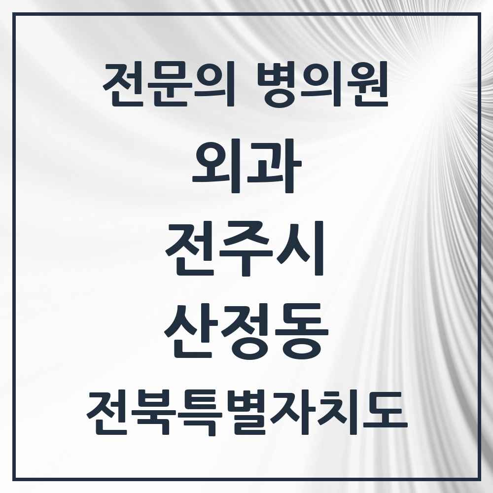2025 전북특별자치도 전주시 산정동 외과 전문의 의원·병원 목록 1곳