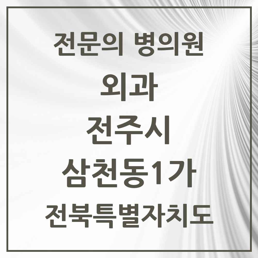 2025 전북특별자치도 전주시 삼천동1가 외과 전문의 의원·병원 목록 2곳