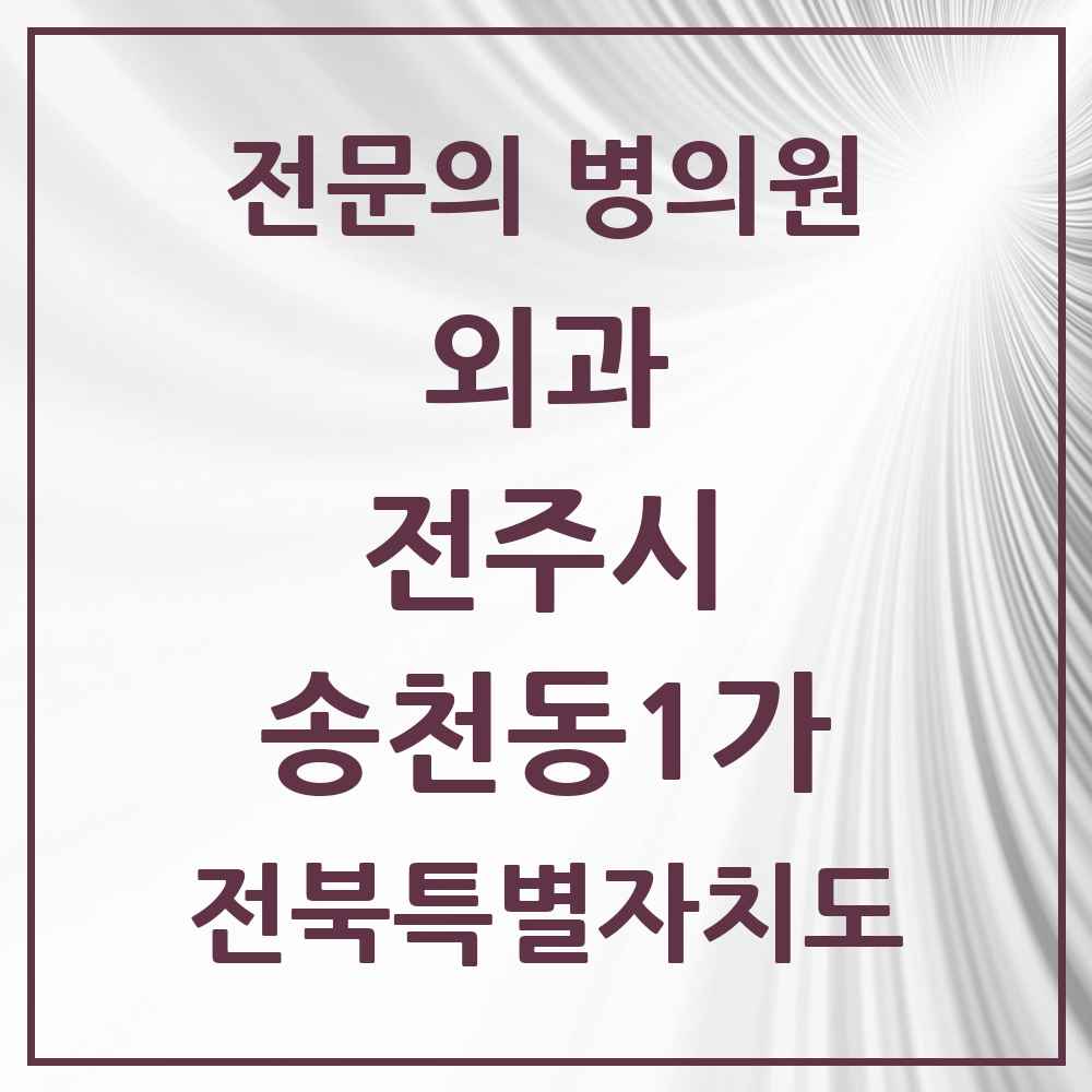 2025 전북특별자치도 전주시 송천동1가 외과 전문의 의원·병원 목록 2곳