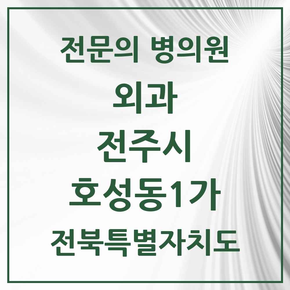 2025 전북특별자치도 전주시 호성동1가 외과 전문의 의원·병원 목록 1곳