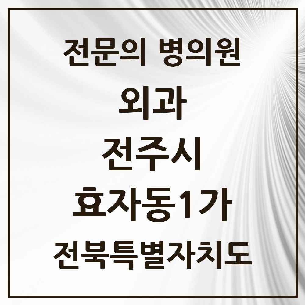 2025 전북특별자치도 전주시 효자동1가 외과 전문의 의원·병원 목록 4곳