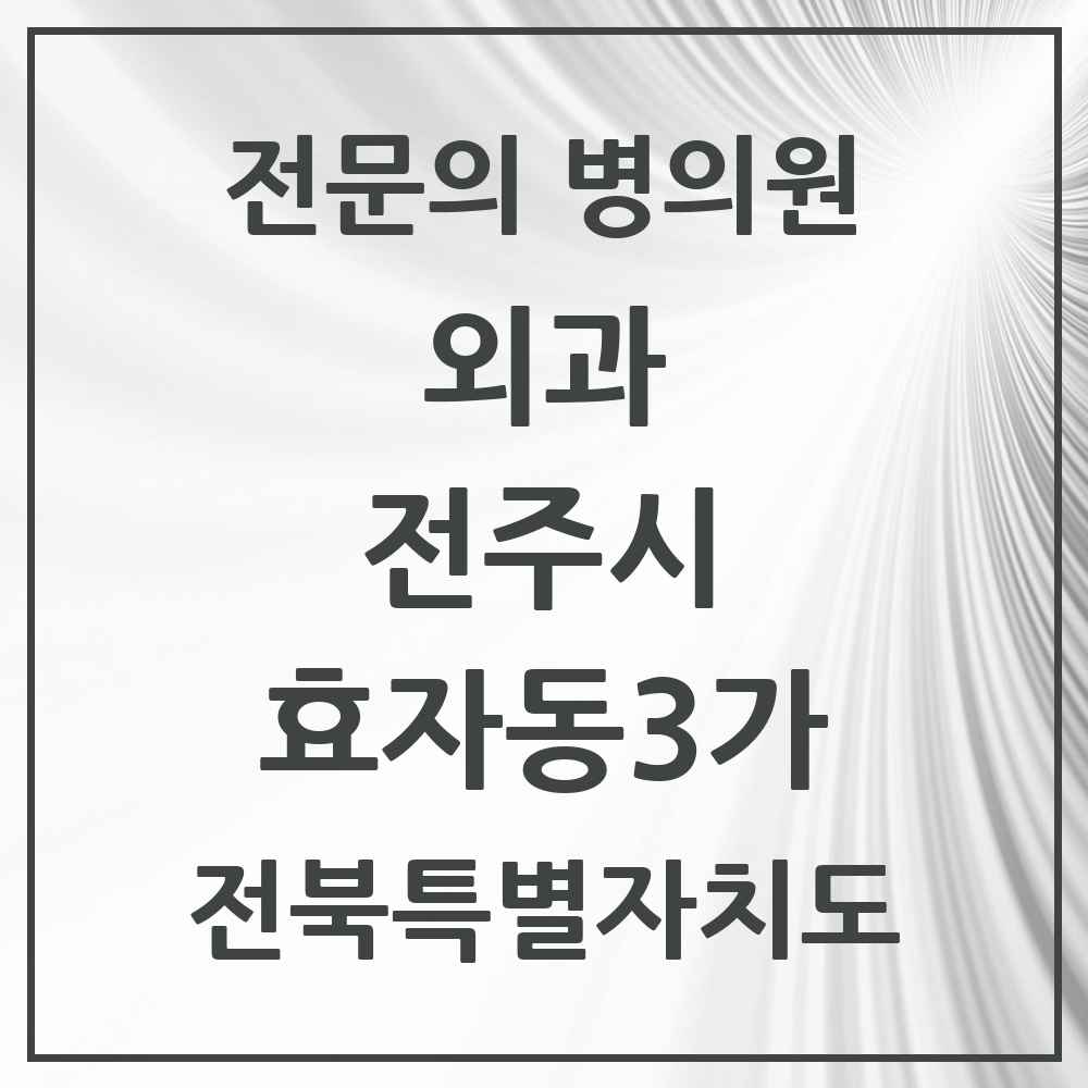 2025 전북특별자치도 전주시 효자동3가 외과 전문의 의원·병원 목록 4곳