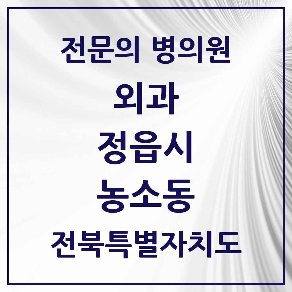 2025 전북특별자치도 정읍시 농소동 외과 전문의 의원·병원 목록 1곳