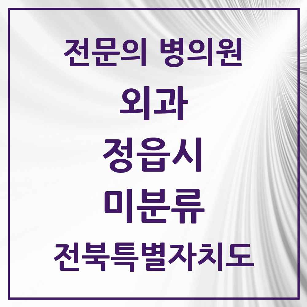 2025 전북특별자치도 정읍시 미분류 외과 전문의 의원·병원 목록 1곳