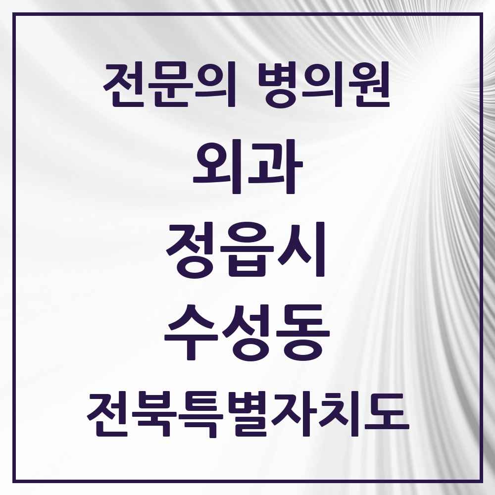 2025 전북특별자치도 정읍시 수성동 외과 전문의 의원·병원 목록 1곳
