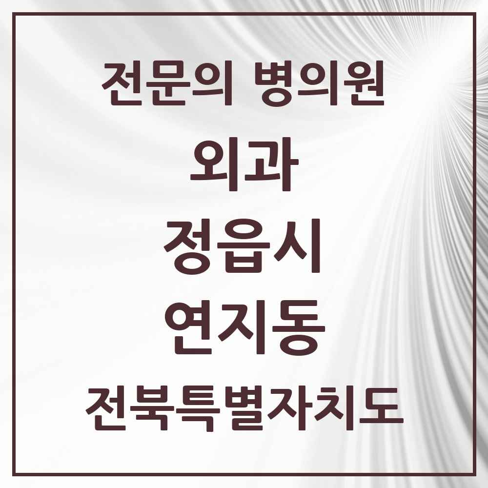 2025 전북특별자치도 정읍시 연지동 외과 전문의 의원·병원 목록 2곳