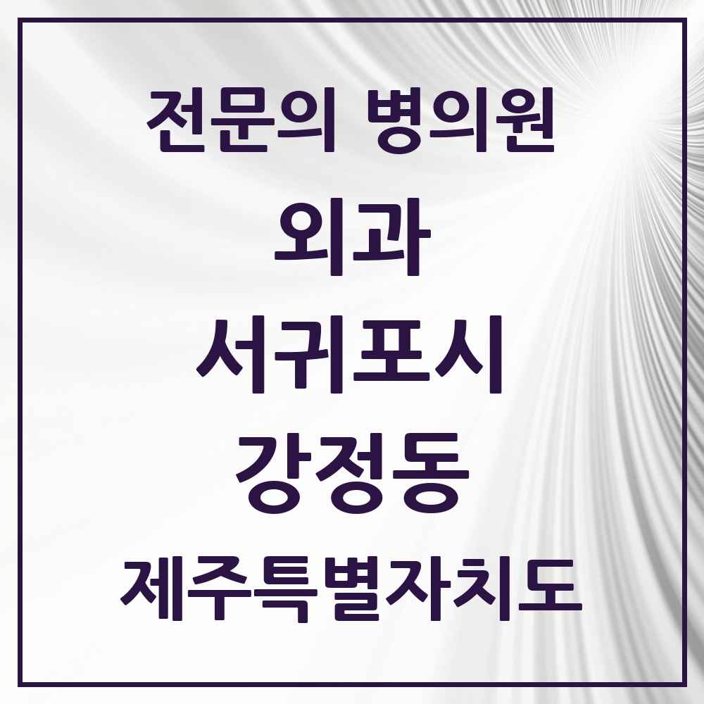 2025 제주특별자치도 서귀포시 강정동 외과 전문의 의원·병원 목록 1곳