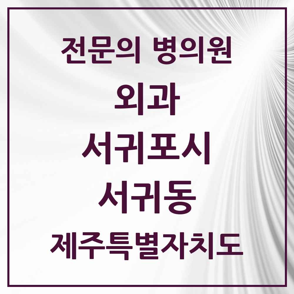 2025 제주특별자치도 서귀포시 서귀동 외과 전문의 의원·병원 목록 2곳