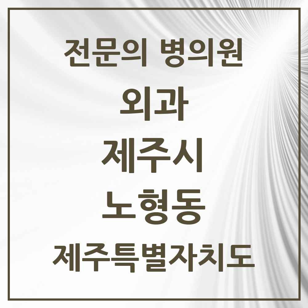 2025 제주특별자치도 제주시 노형동 외과 전문의 의원·병원 목록 7곳