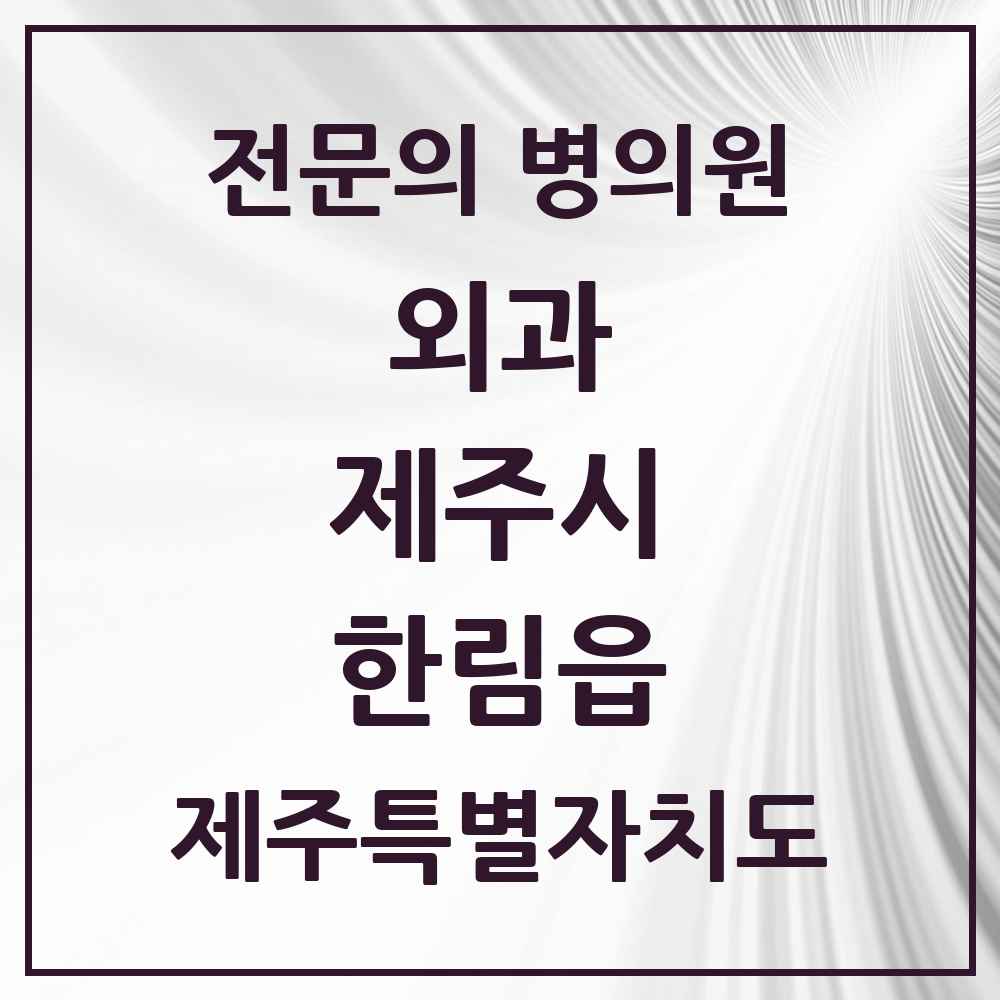 2025 제주특별자치도 제주시 한림읍 외과 전문의 의원·병원 목록 1곳