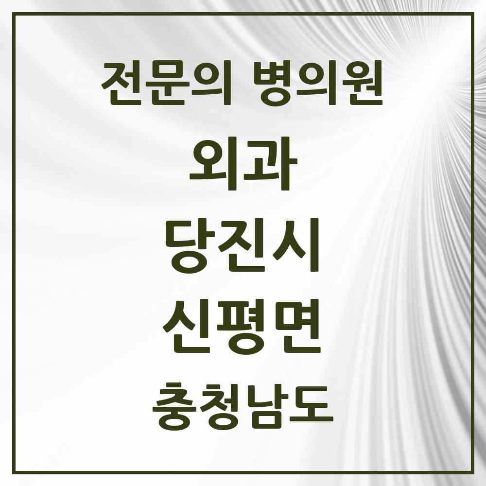 2025 충청남도 당진시 신평면 외과 전문의 의원·병원 목록 1곳
