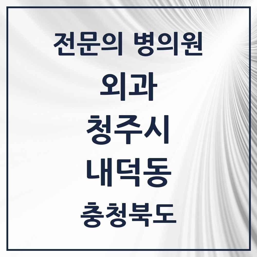 2025 내덕동 외과 전문의 의원·병원 모음 1곳 | 충청북도 청주시 추천 리스트