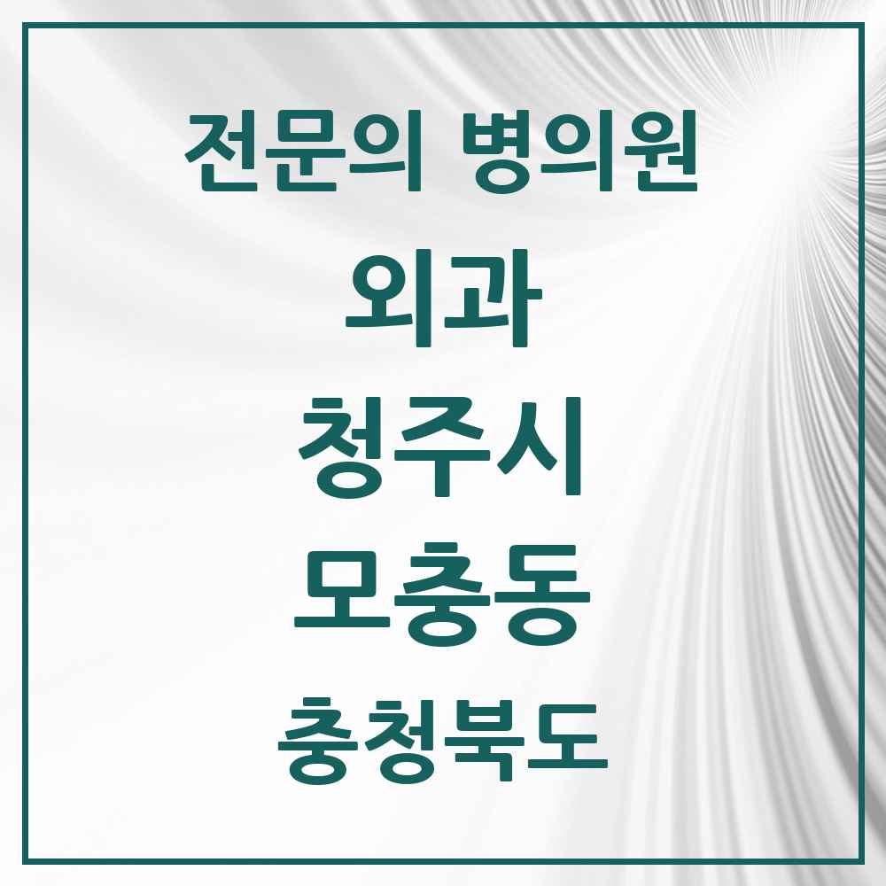 2025 모충동 외과 전문의 의원·병원 모음 2곳 | 충청북도 청주시 추천 리스트