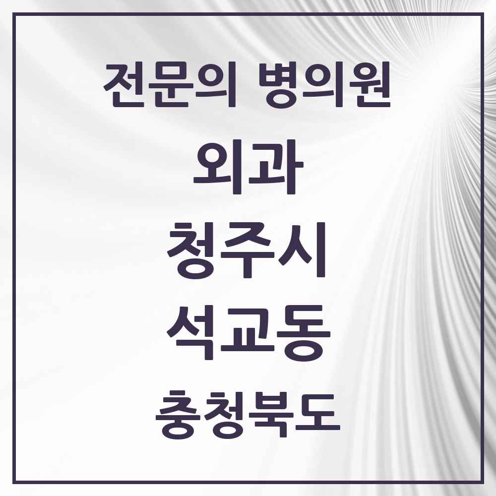2025 석교동 외과 전문의 의원·병원 모음 1곳 | 충청북도 청주시 추천 리스트