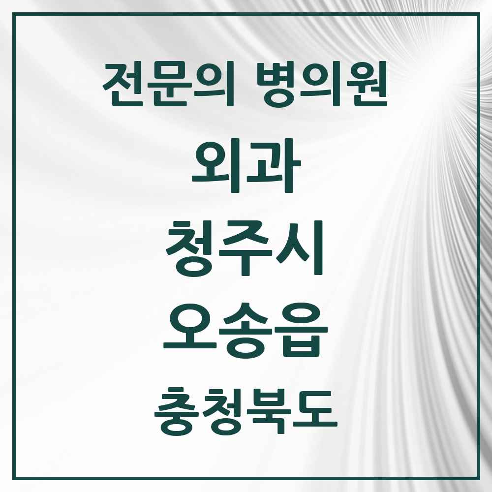 2025 오송읍 외과 전문의 의원·병원 모음 1곳 | 충청북도 청주시 추천 리스트