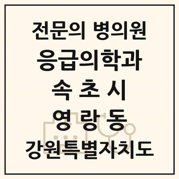 2026 강원특별자치도 속초시 영랑동 응급의학과 전문의 의원·병원 목록 1곳