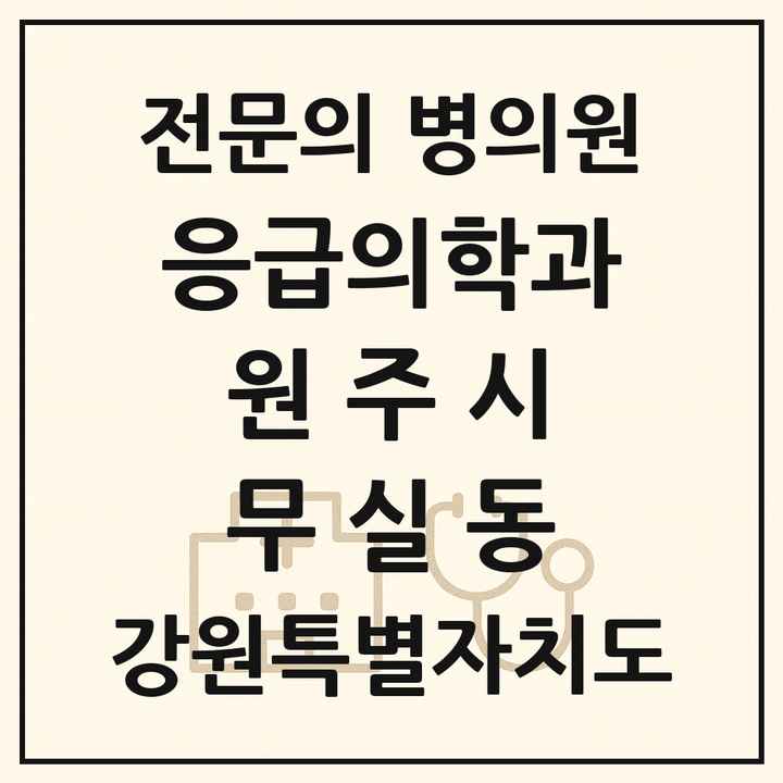 2026 강원특별자치도 원주시 무실동 응급의학과 전문의 의원·병원 목록 1곳