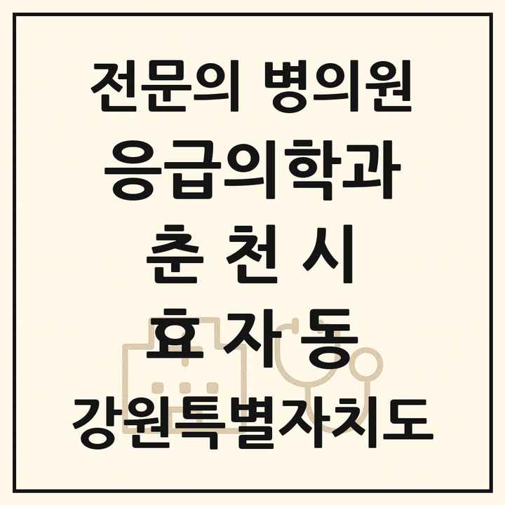 2026 강원특별자치도 춘천시 효자동 응급의학과 전문의 의원·병원 목록 1곳