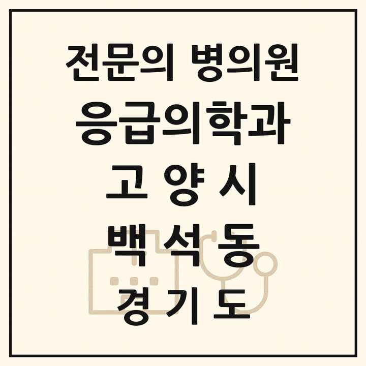 2026 경기도 고양시 백석동 응급의학과 전문의 의원·병원 목록 1곳