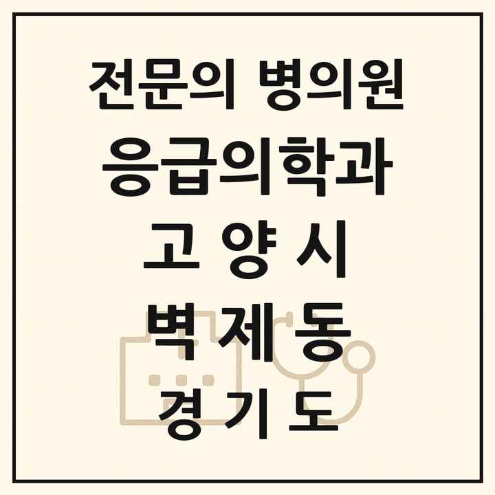 2026 경기도 고양시 벽제동 응급의학과 전문의 의원·병원 목록 1곳