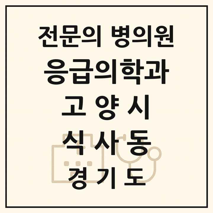 2026 경기도 고양시 식사동 응급의학과 전문의 의원·병원 목록 1곳