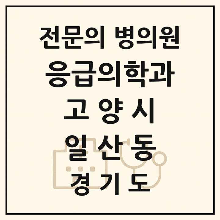 2026 경기도 고양시 일산동 응급의학과 전문의 의원·병원 목록 1곳