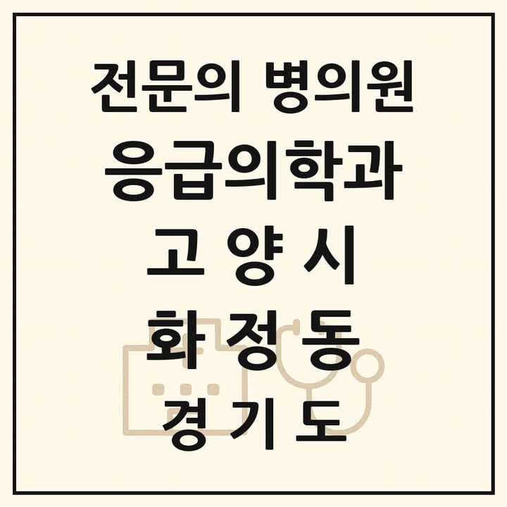 2026 경기도 고양시 화정동 응급의학과 전문의 의원·병원 목록 1곳