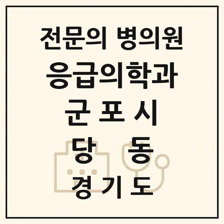 2026 경기도 군포시 당동 응급의학과 전문의 의원·병원 목록 1곳