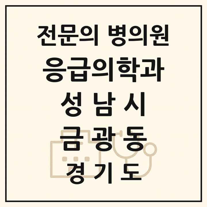 2026 경기도 성남시 금광동 응급의학과 전문의 의원·병원 목록 1곳