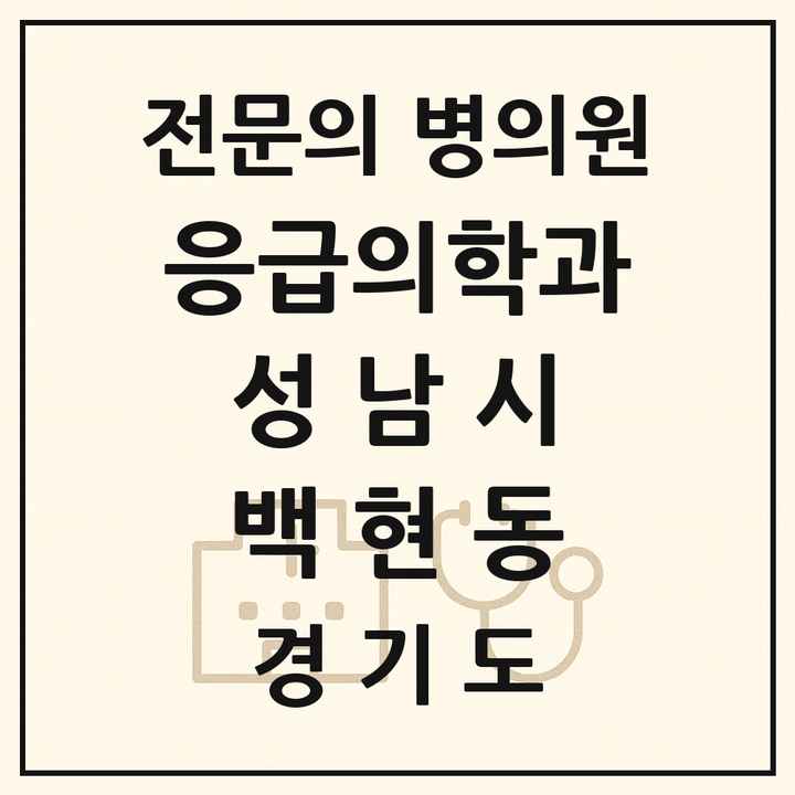 2026 경기도 성남시 백현동 응급의학과 전문의 의원·병원 목록 1곳