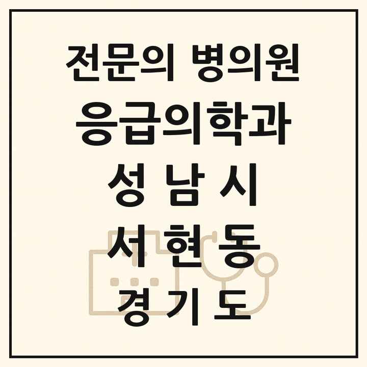 2026 경기도 성남시 서현동 응급의학과 전문의 의원·병원 목록 2곳