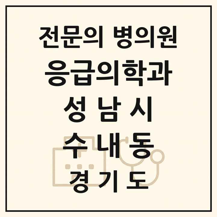 2026 경기도 성남시 수내동 응급의학과 전문의 의원·병원 목록 1곳
