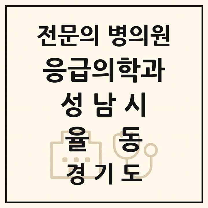 2026 경기도 성남시 율동 응급의학과 전문의 의원·병원 목록 1곳