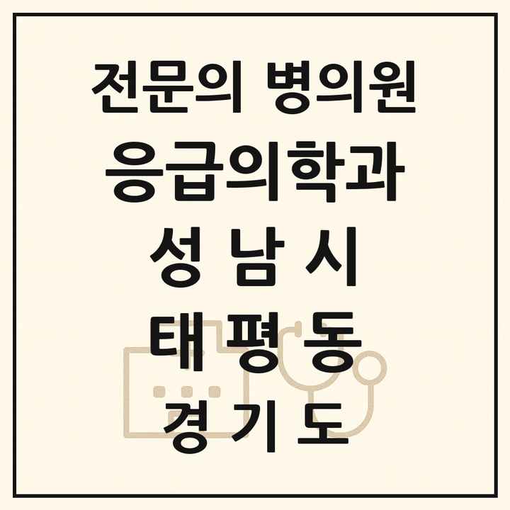 2026 경기도 성남시 태평동 응급의학과 전문의 의원·병원 목록 1곳