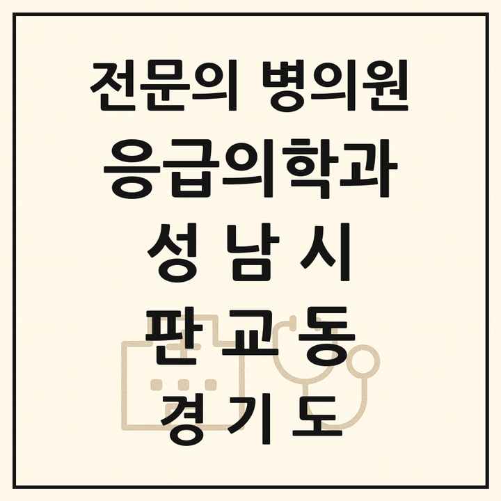 2026 경기도 성남시 판교동 응급의학과 전문의 의원·병원 목록 1곳