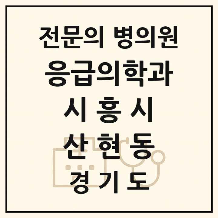 2026 경기도 시흥시 산현동 응급의학과 전문의 의원·병원 목록 1곳