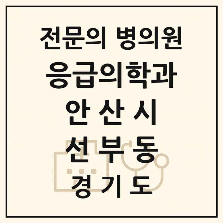 2026 경기도 안산시 선부동 응급의학과 전문의 의원·병원 목록 1곳