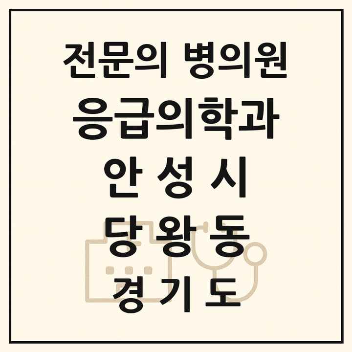 2026 경기도 안성시 당왕동 응급의학과 전문의 의원·병원 목록 1곳