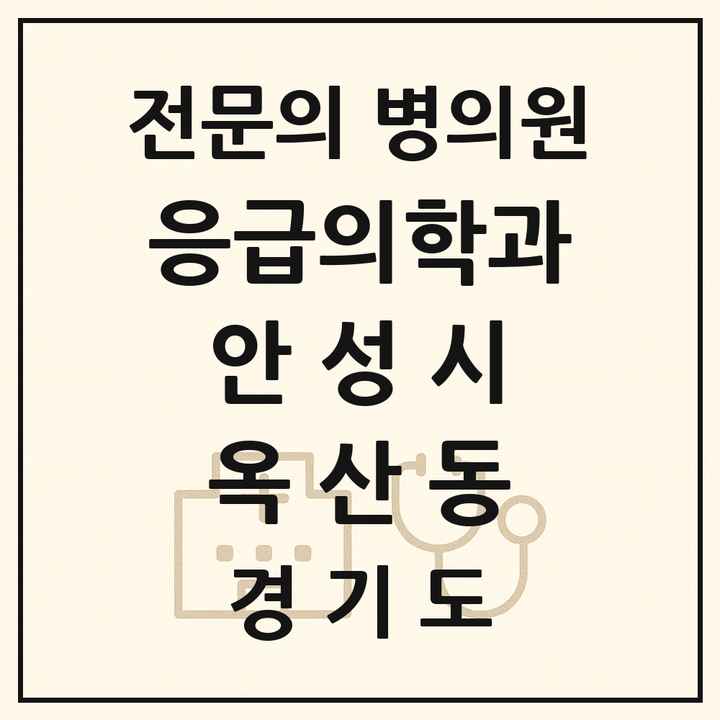 2026 경기도 안성시 옥산동 응급의학과 전문의 의원·병원 목록 1곳