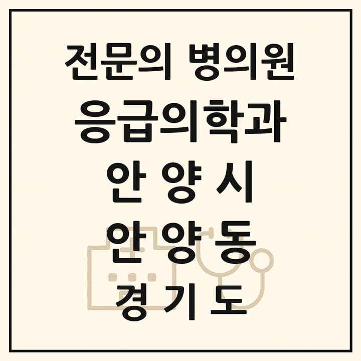 2026 경기도 안양시 안양동 응급의학과 전문의 의원·병원 목록 1곳