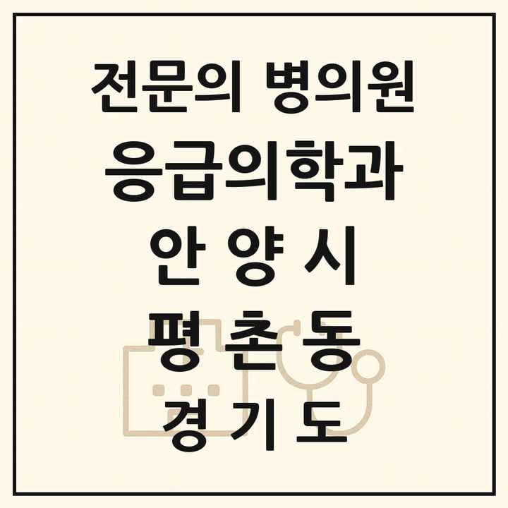 2026 경기도 안양시 평촌동 응급의학과 전문의 의원·병원 목록 1곳